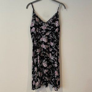 Lulu's Esperanza Black Floral Print Midi Dress